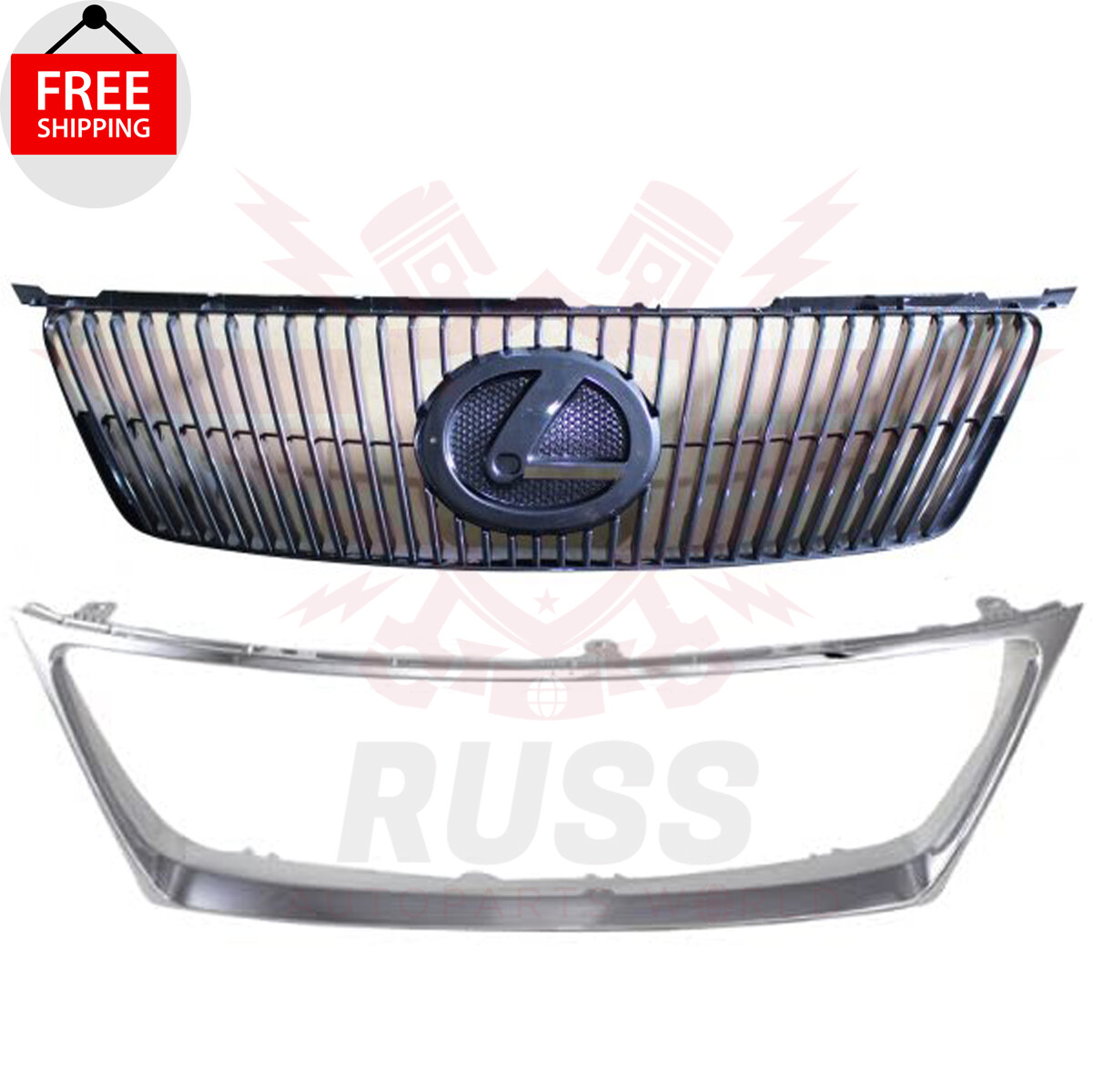 For 06 07 08 LEXUS IS250 IS350 Front Bumper Upper Grille & Chrome Grille Molding