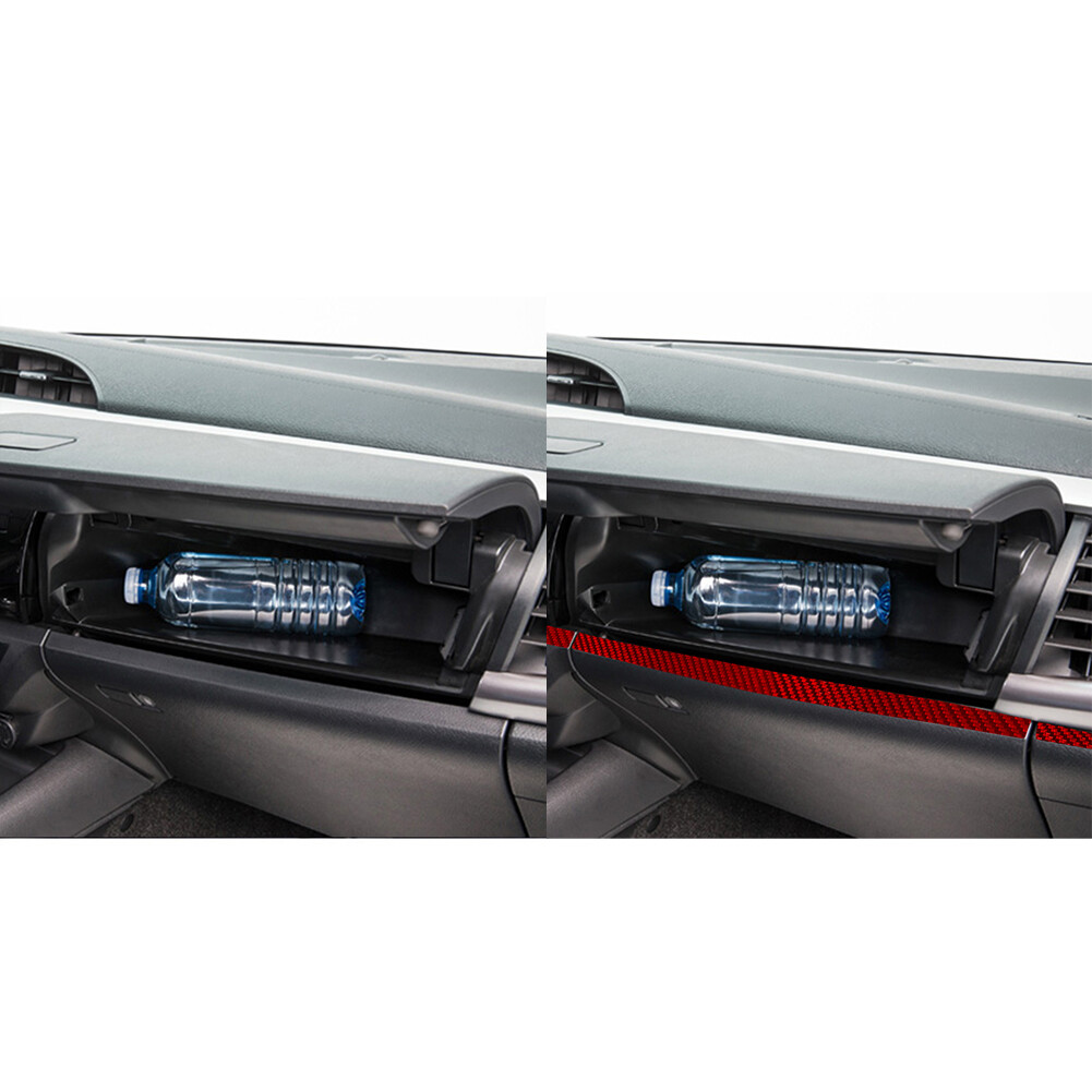 Red Carbon Fiber Interior Console Dashboard Cover Trim Strip For Toyota Hilux