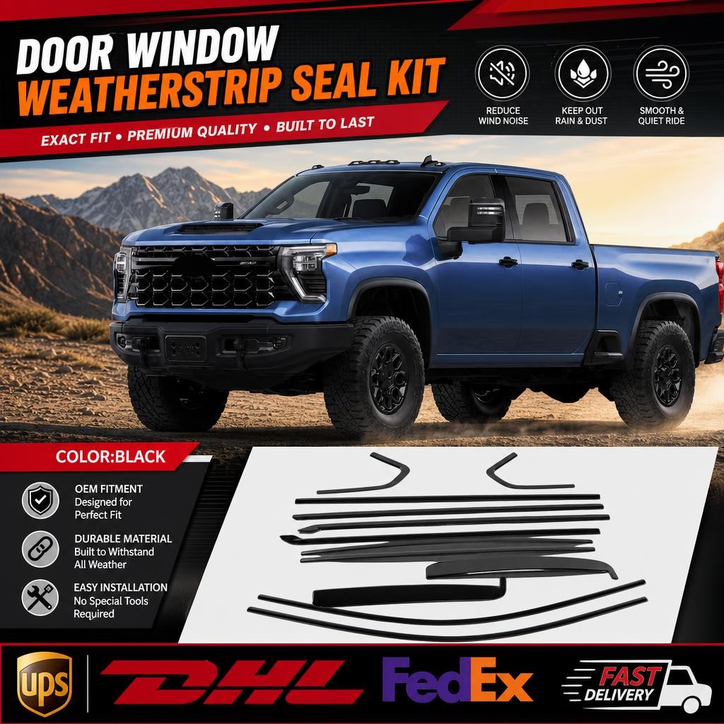 For 2020-2025 Chevy Silverado HD 2500/3500 black Window Decor Trim Strip Cover