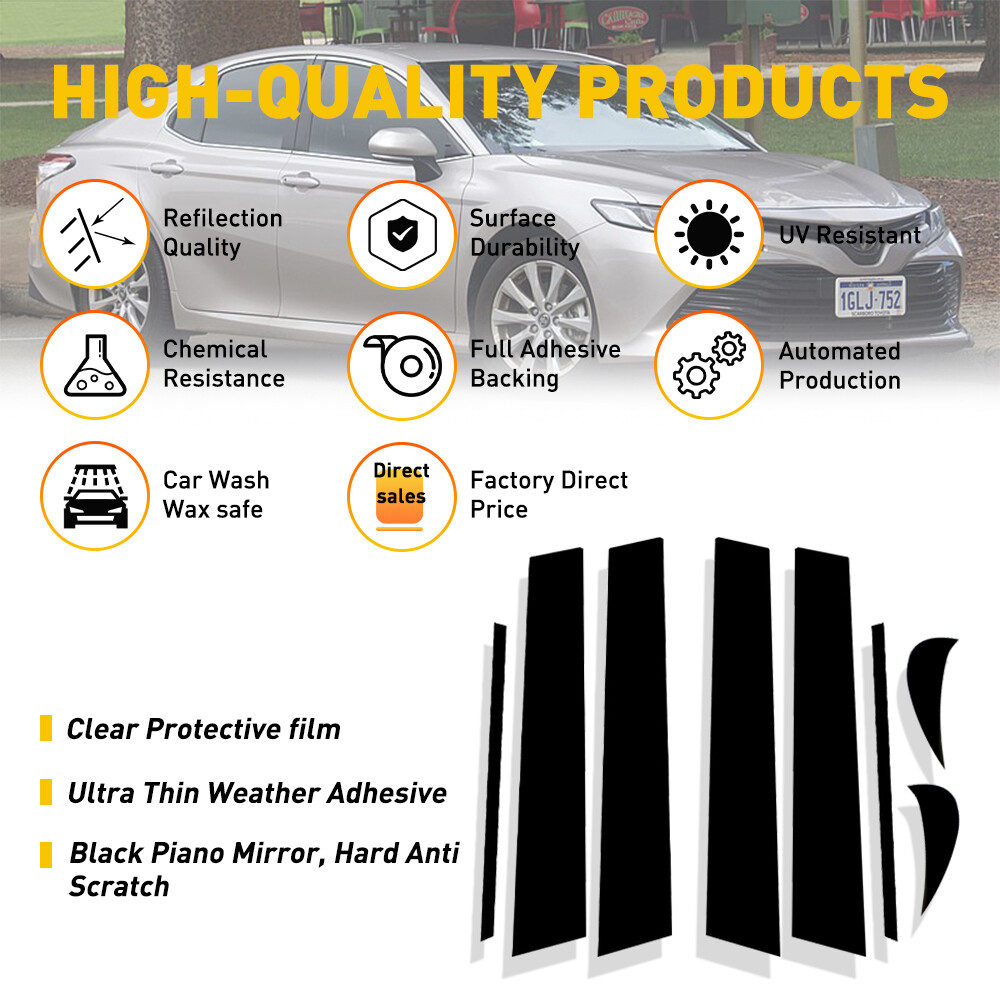 8X Car Pillar Posts Trim Decorative Cover For 2018-2021 Toyota Camry Accessories