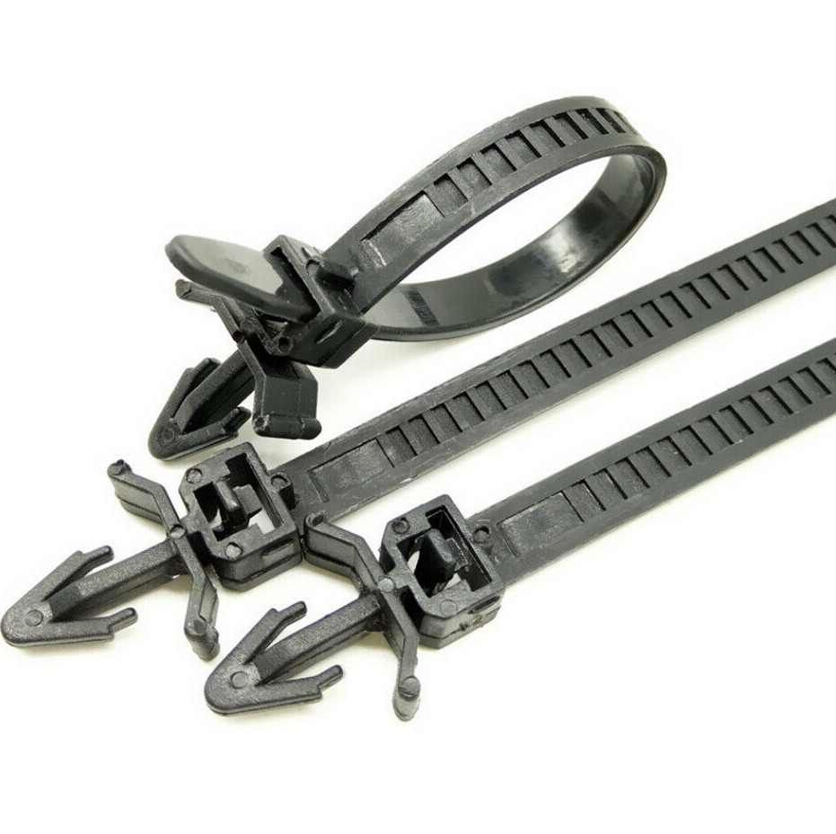 US 100X Car Auto Black Nylon Zip Strap Wire Wrap Tie Cable Fixed Fastening Clips