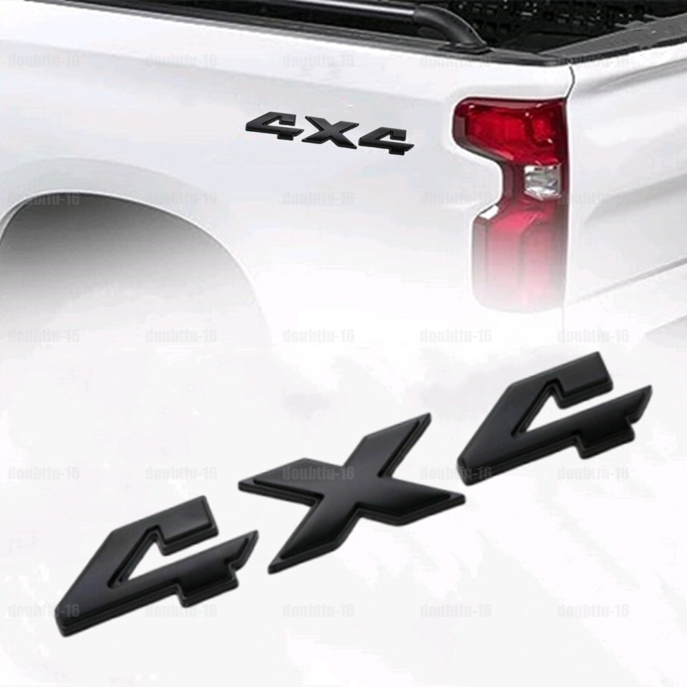 Black 4X4 Four-Wheel Drive Emblem Badge Tailgate Sticker Car Truck Accessories