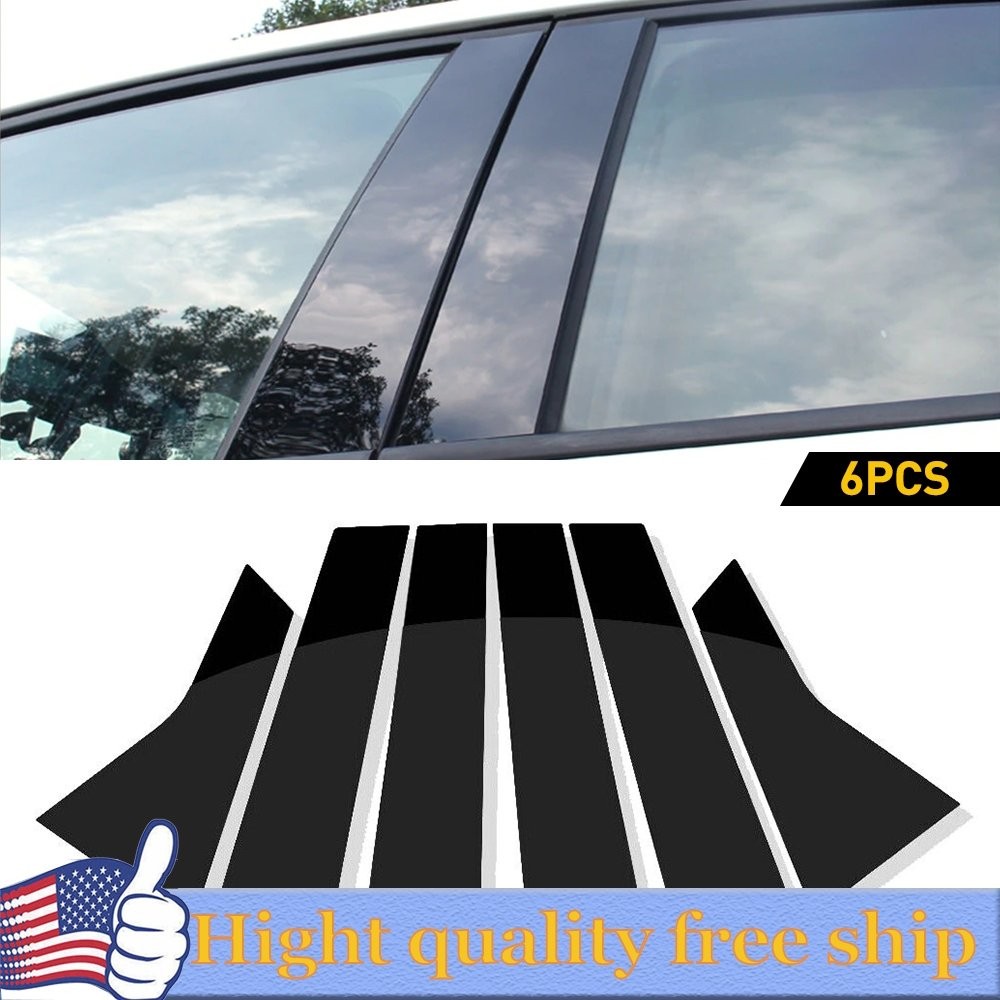6PCS Black Window Pillar Posts Door Trim Glossy Cover For Honda Accord 18-21 H