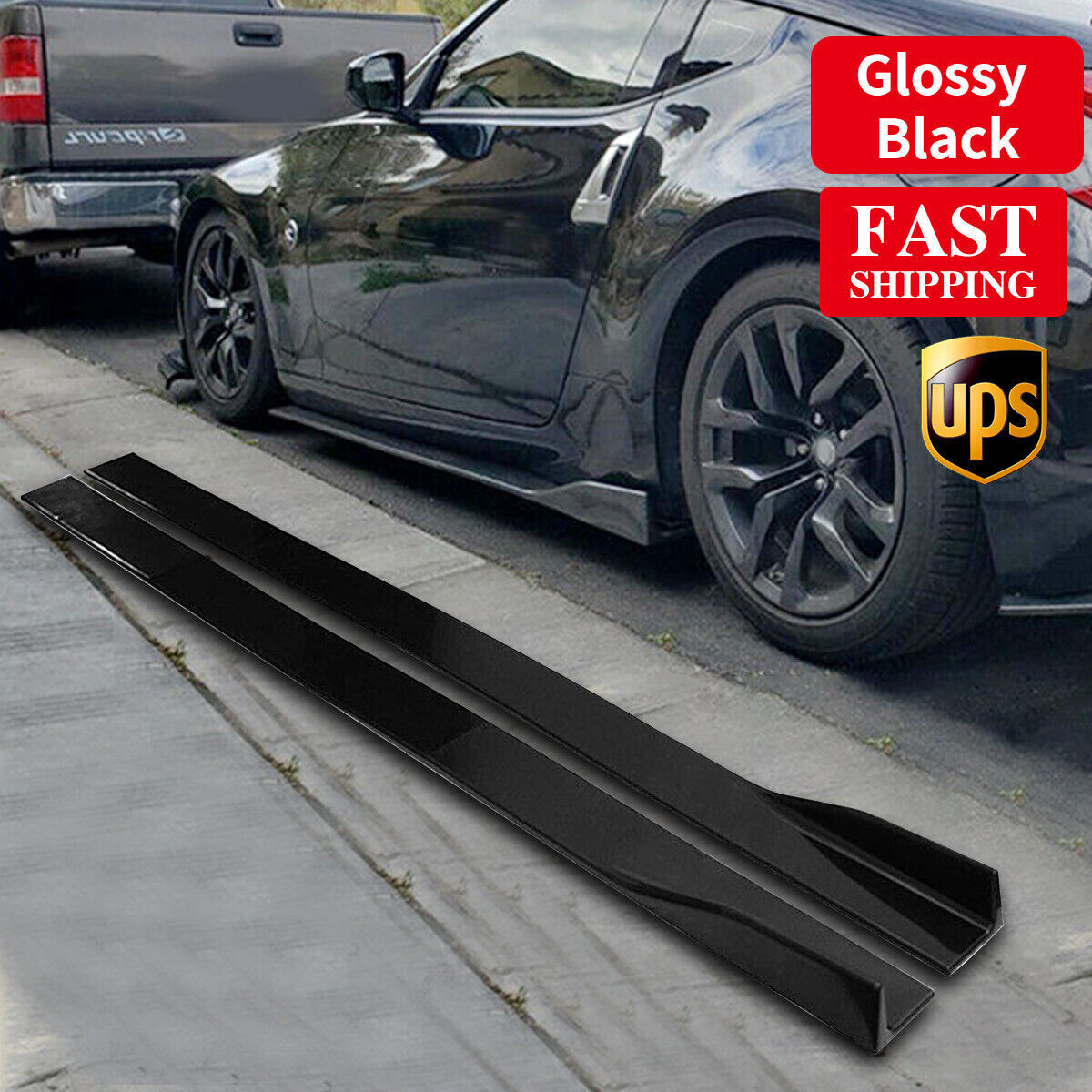 Gloss Black For Nissan 350Z 370Z 78.7″Side Skirt Extension Rocker Panel Splitter