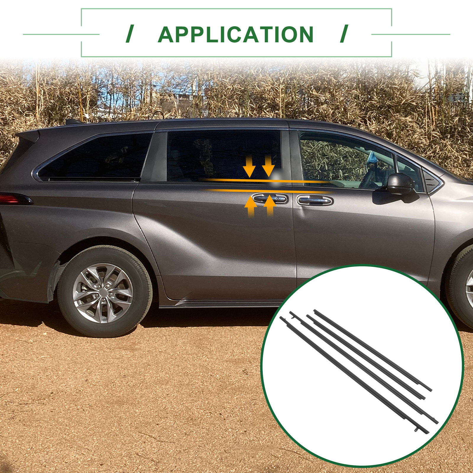 Pack of 4 for Toyota Sienna 2003-2010 Weatherstrip Window Seal No.68160AE010