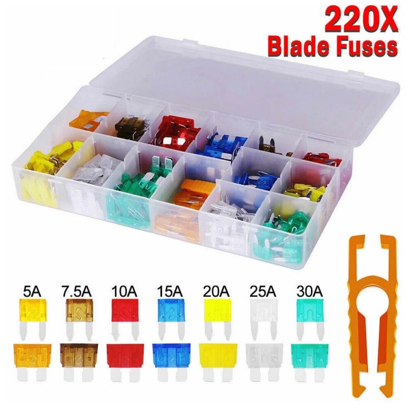US 220pcs Car Truck Auto Blade Fuse Automobile Assortment Set for Vehicles Boat
