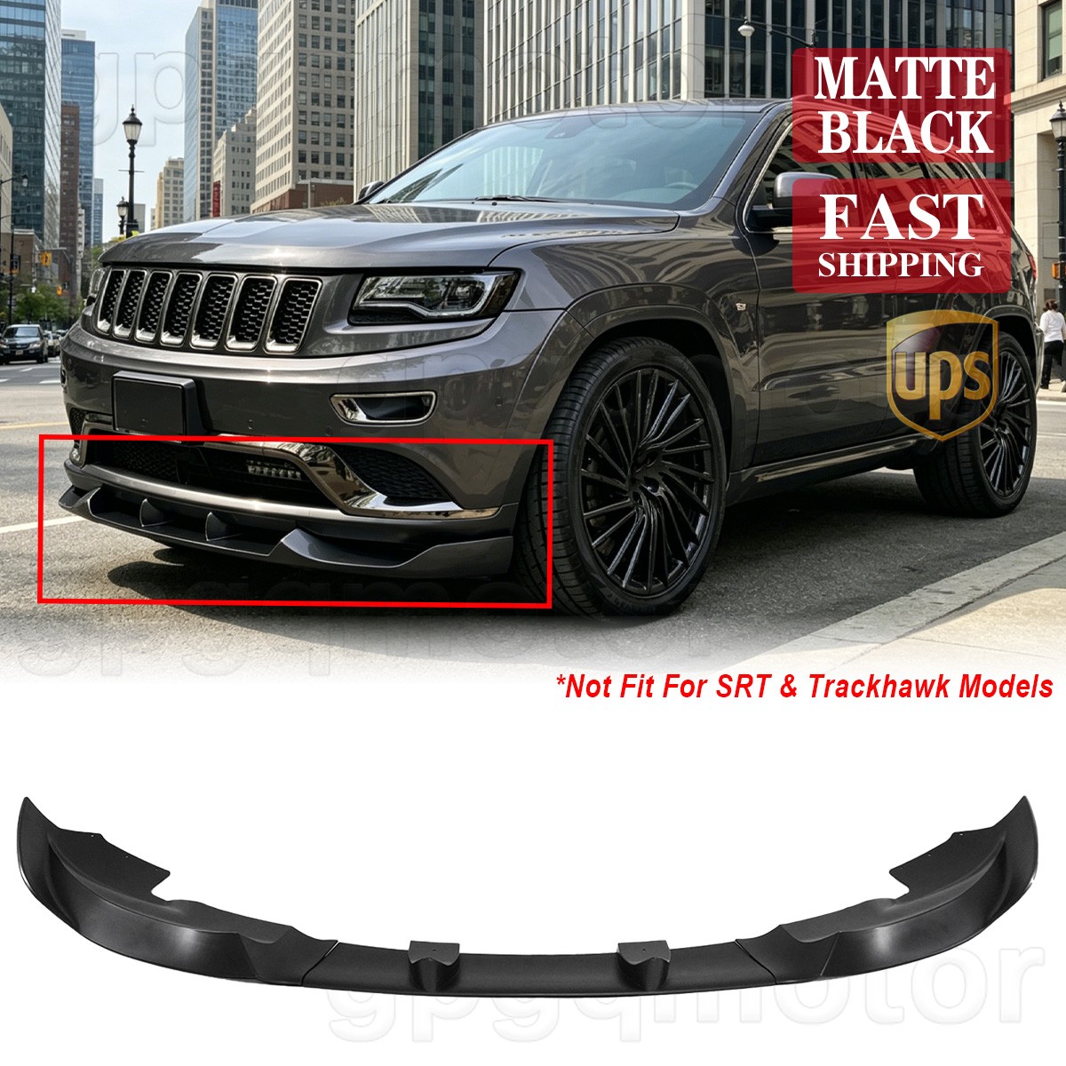 For Jeep Grand Cherokee Summit 2014-16 V2 Style Matte Black Front Bumper Lip Kit