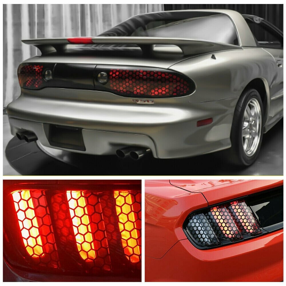 2x Car Rear Tail Light Cover Honeycomb Sticker Tail-lamp Decal Accessories USA