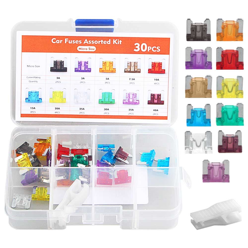 30Pc Micro Car Blade Fuse Assortment Assorted Kit for Auto Automotive Car RV SUV
