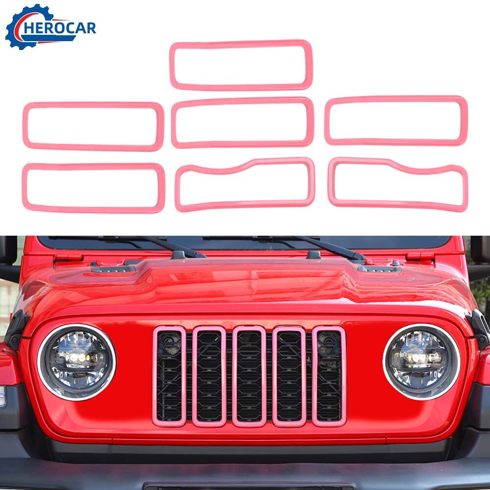 ⭕Headlight Grille Insert Cover Trim Overlay Kit for 2024-26 Jeep Wrangler JL JLU