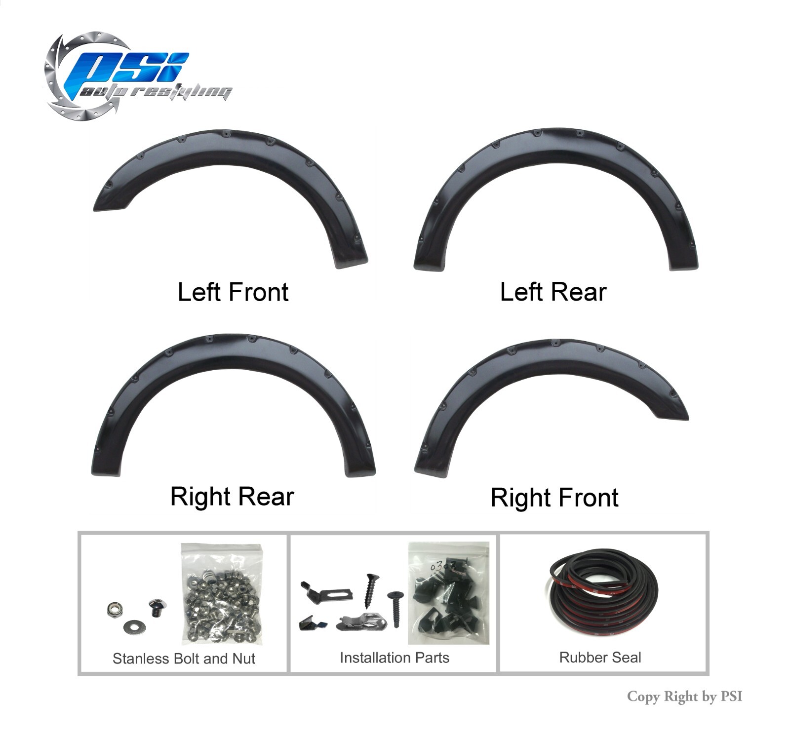 Pocket Rivet Paintable Fender Flares Fits Ford F-150 1997-2003 Styleside Only