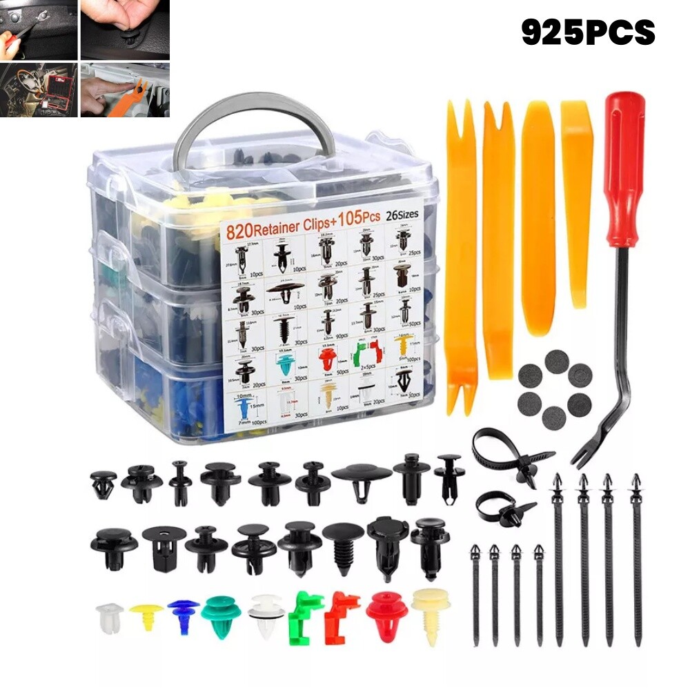 925Pcs Car Retainer Clips Vehicle Fasteners Assortment Push Rivets Fender Clips