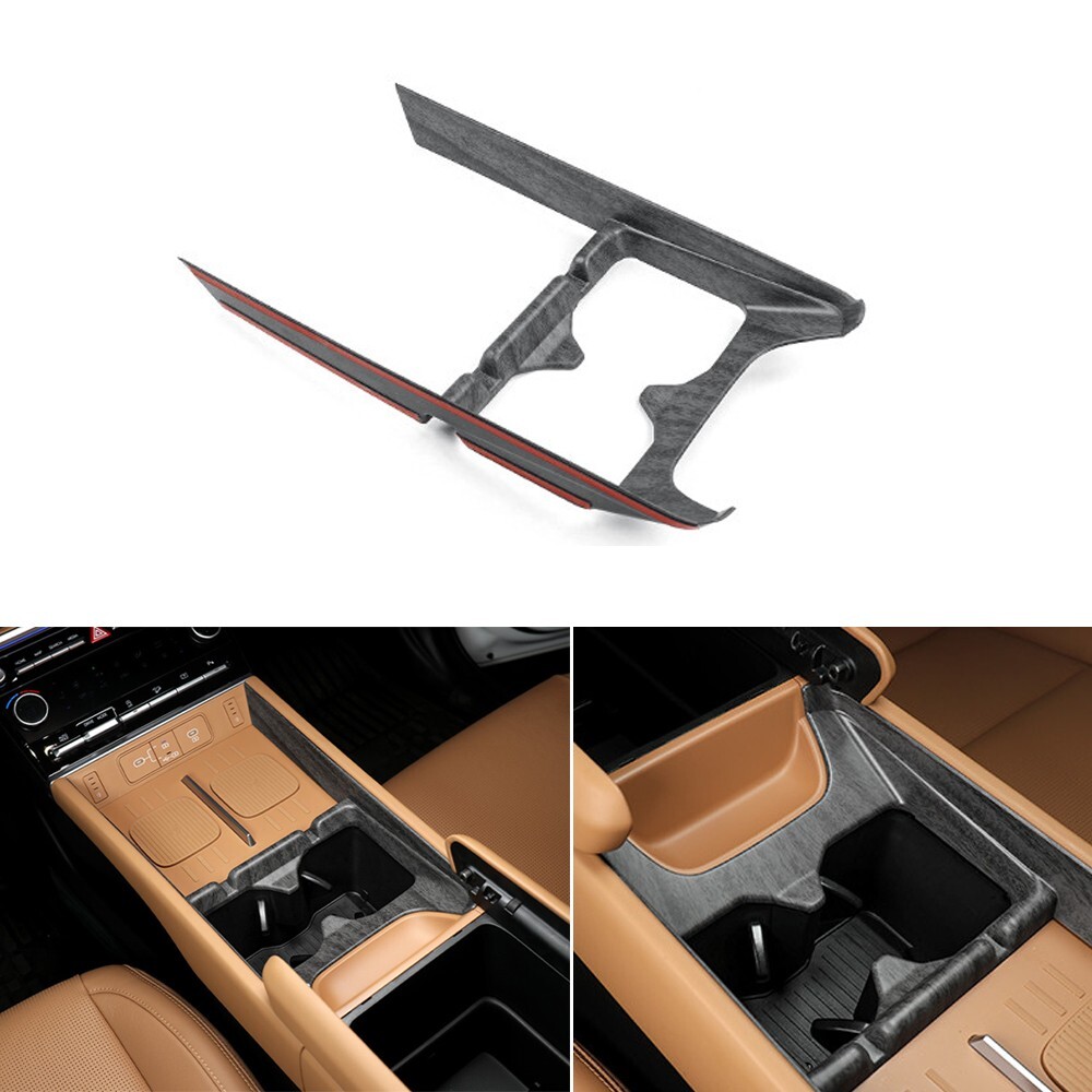 Matte Wood Grain Front Water Cup Holder Cover Trim For Hyundai Santa FE MX5 2024