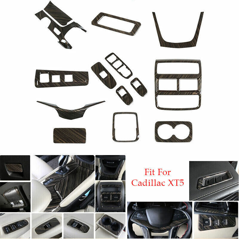 Car Interior Decoration Full Set Cover Black Wood Grain For Cadillac XT5 2016-19