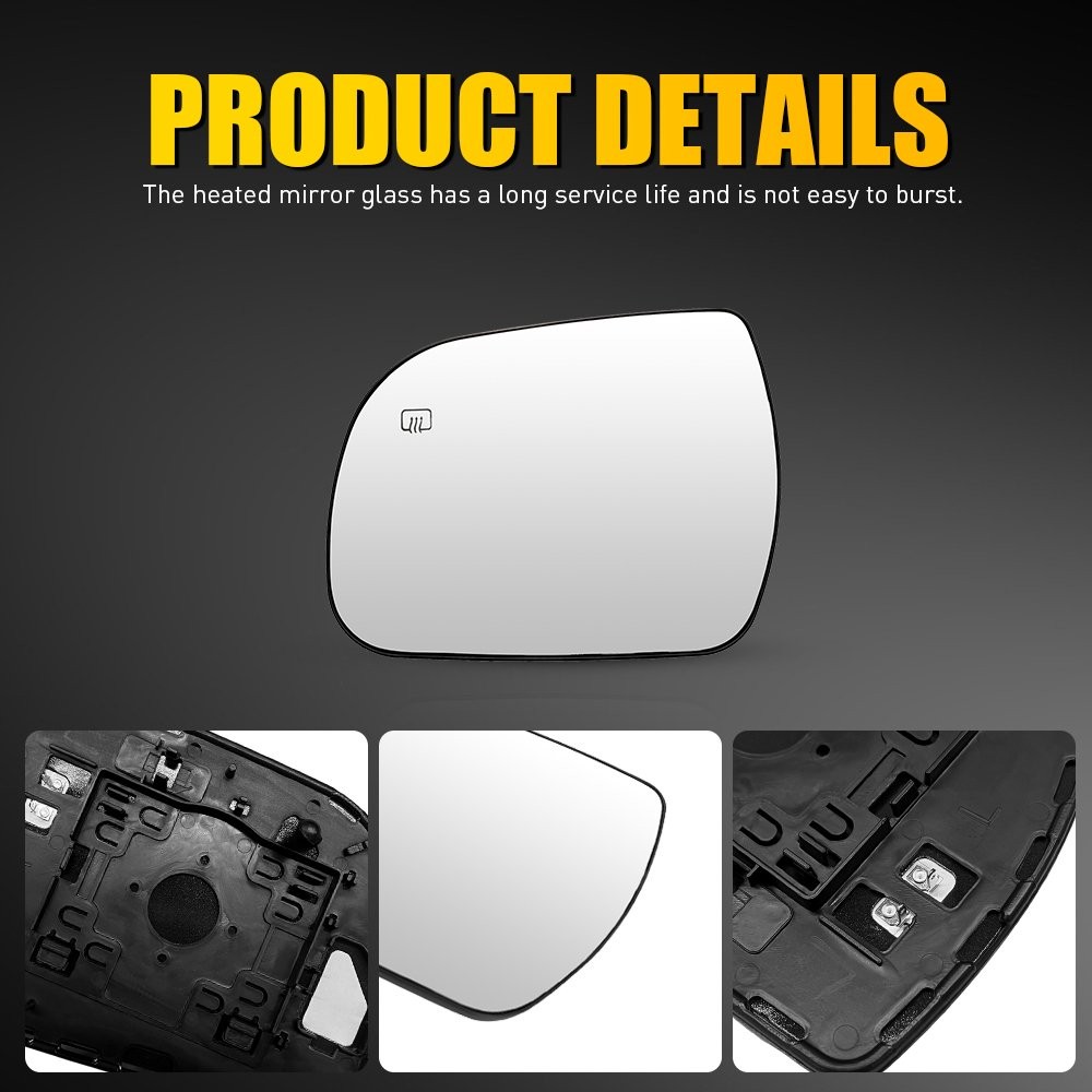 Driver Side Heated Mirror Glass Fit Toyota Sienna 11-19 with Backing Plate 1-10X