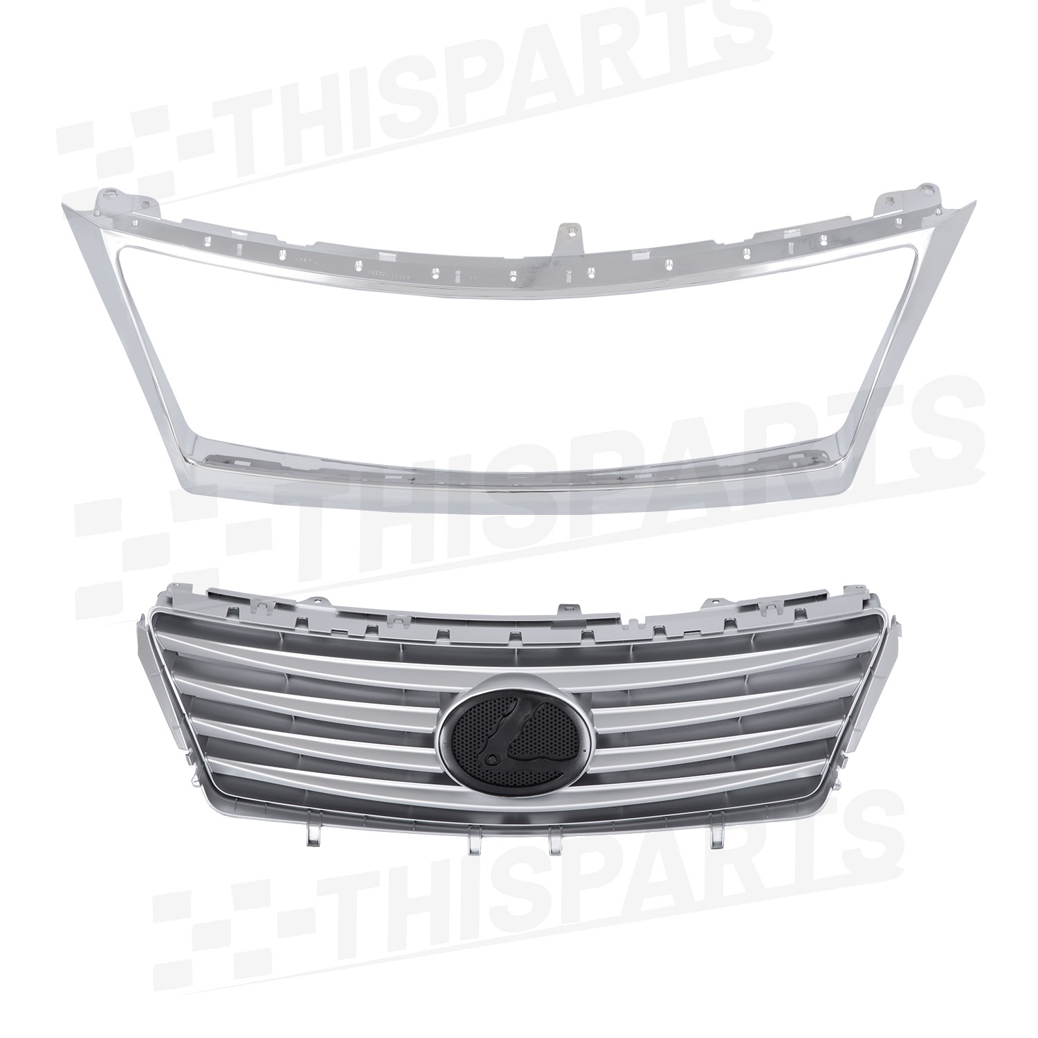 Front Bumper Upper Grille & Chrome Molding Trim Fit For 2010-12 Lexus ES350 2Pcs