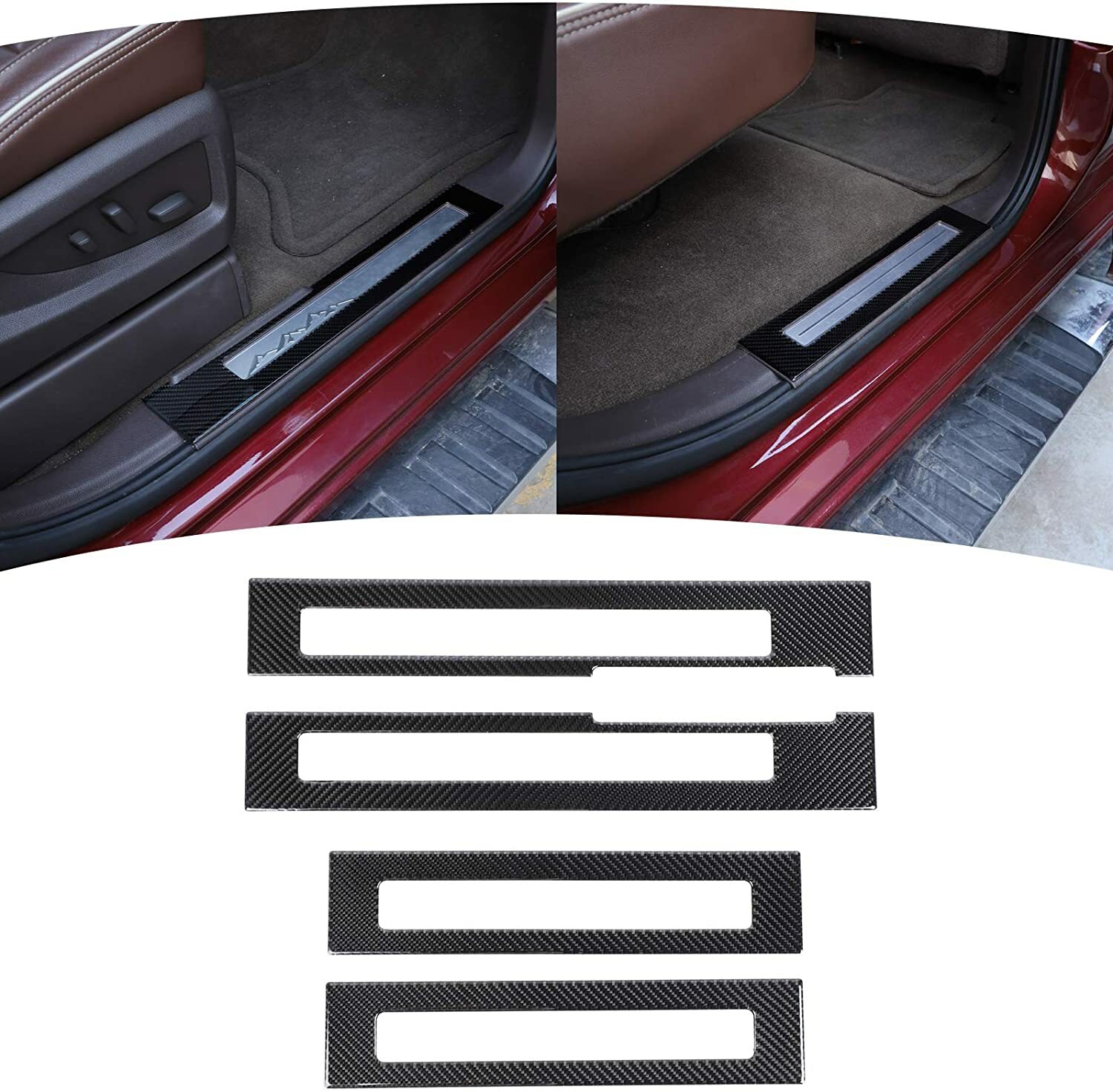 Inner Door Sill Guards Frame Trim Cover Trim Strips For Chevy Silverado 2014-18