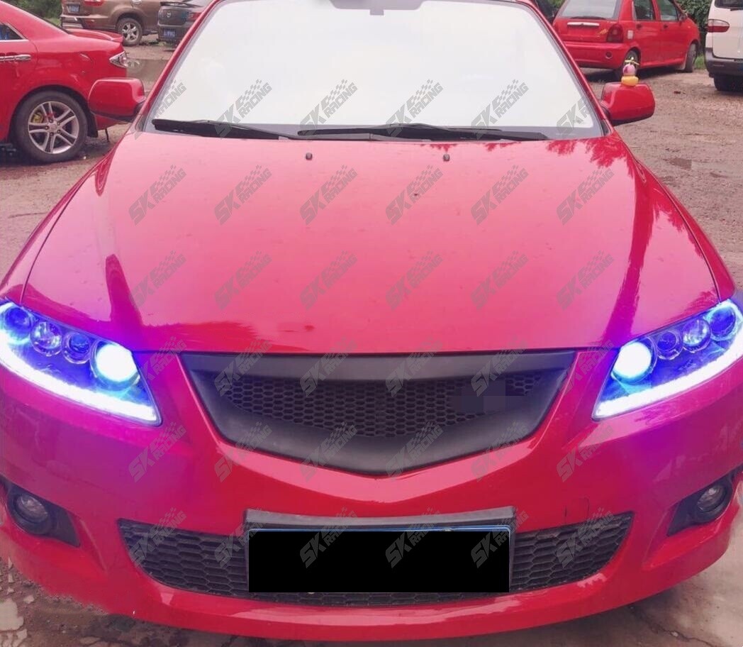 ABS Carbon Fiber Look/Glossy Honeycomb Mesh Front Hood Grill Grille For Mazda 6