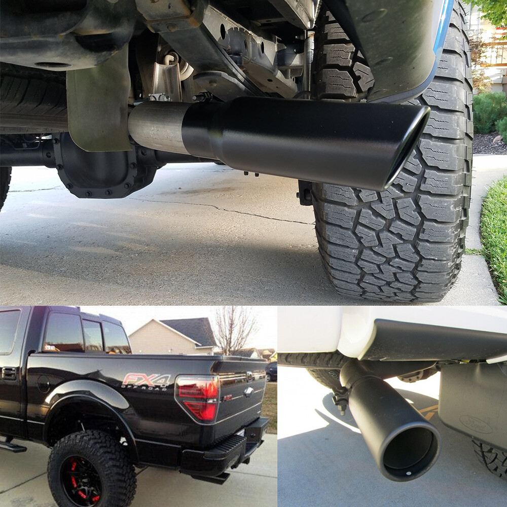Black Steel Car Stainless Pipe Exhaust Tail Tip Muffler Accessories Universal