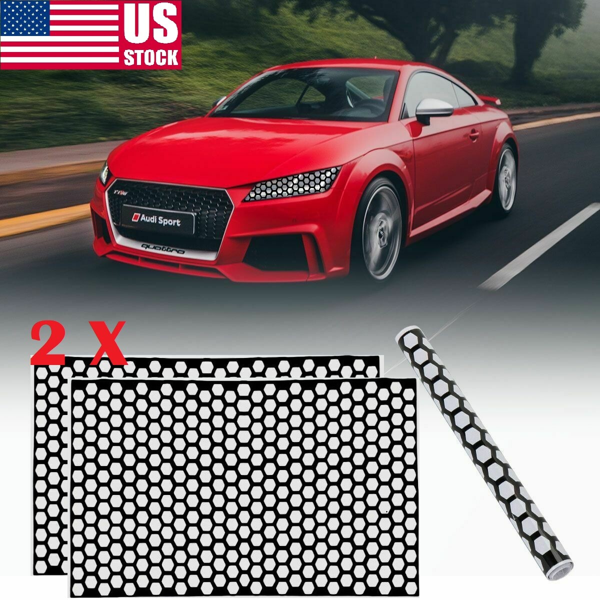 2Pack Car Rear Tail Light Honeycomb Sticker Universal Taillight Lamp Cover Decal