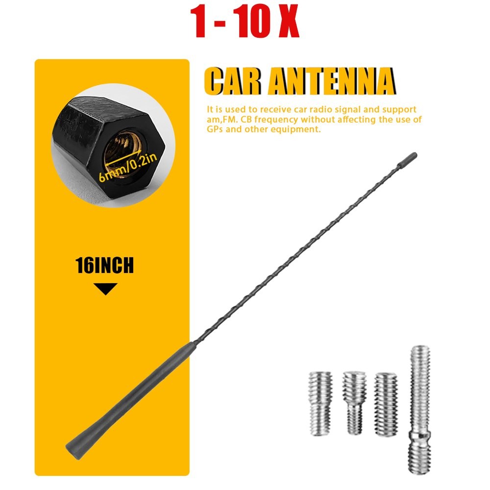 Set1-10 Antenna Mast Black 16″ Power Radio AM/FM for CHEVY SILVERADO 2006-26 New