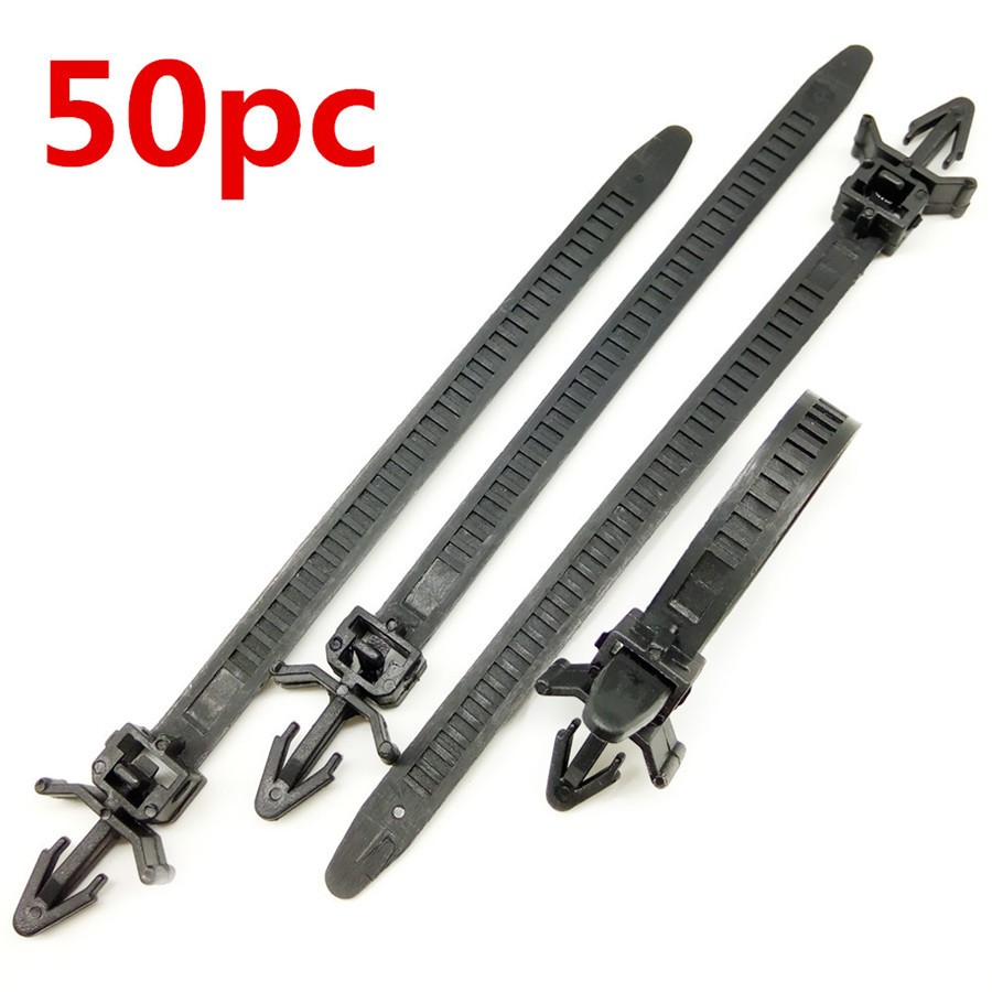 50x Nylon Push Clips Wire Tie Released Zip Straps Car Pipe Cable Fastener Bundle