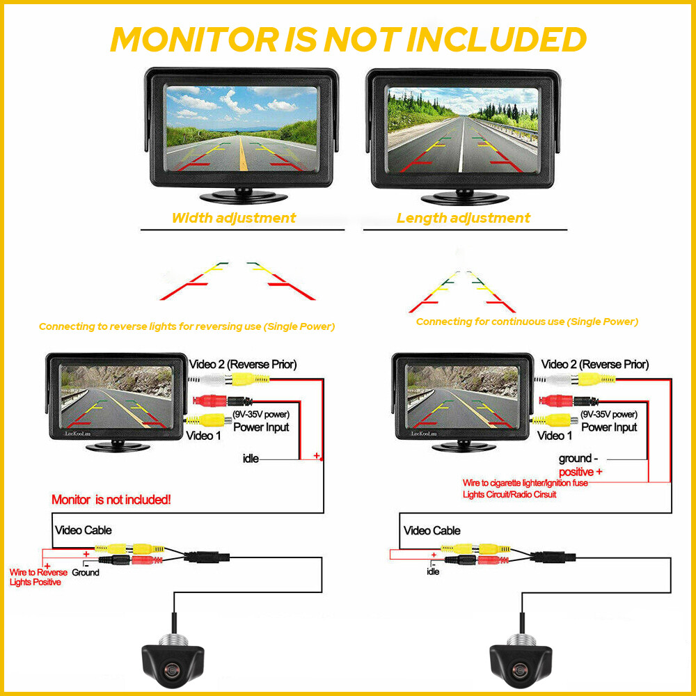 Car Rear View Reverse Camera Parking Backup Cam HD Night Vision Waterproof 170°