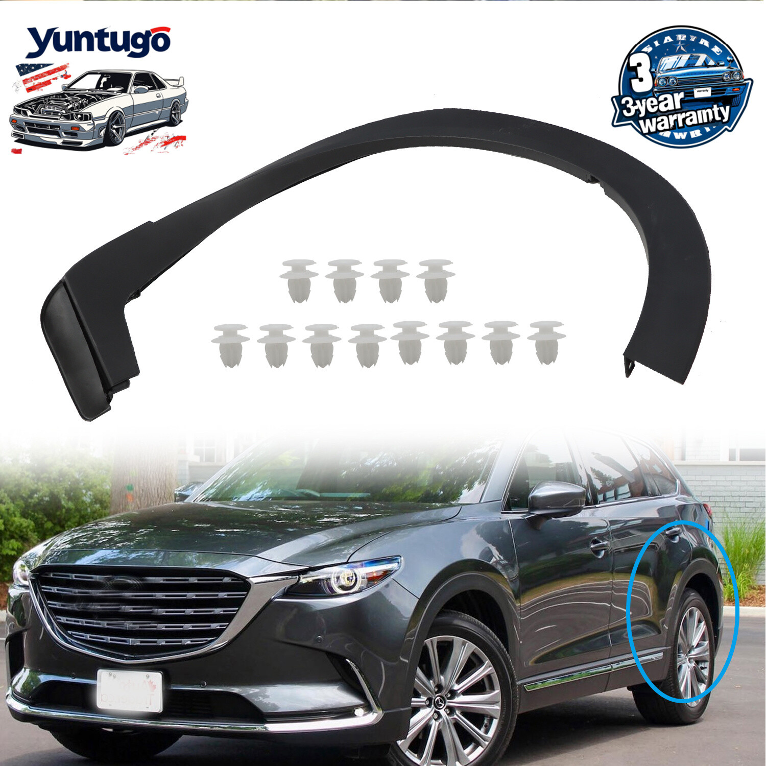 For 2016 2017-2023 Mazda CX-9 Rear LH Driver Side Wheel Opening Molding