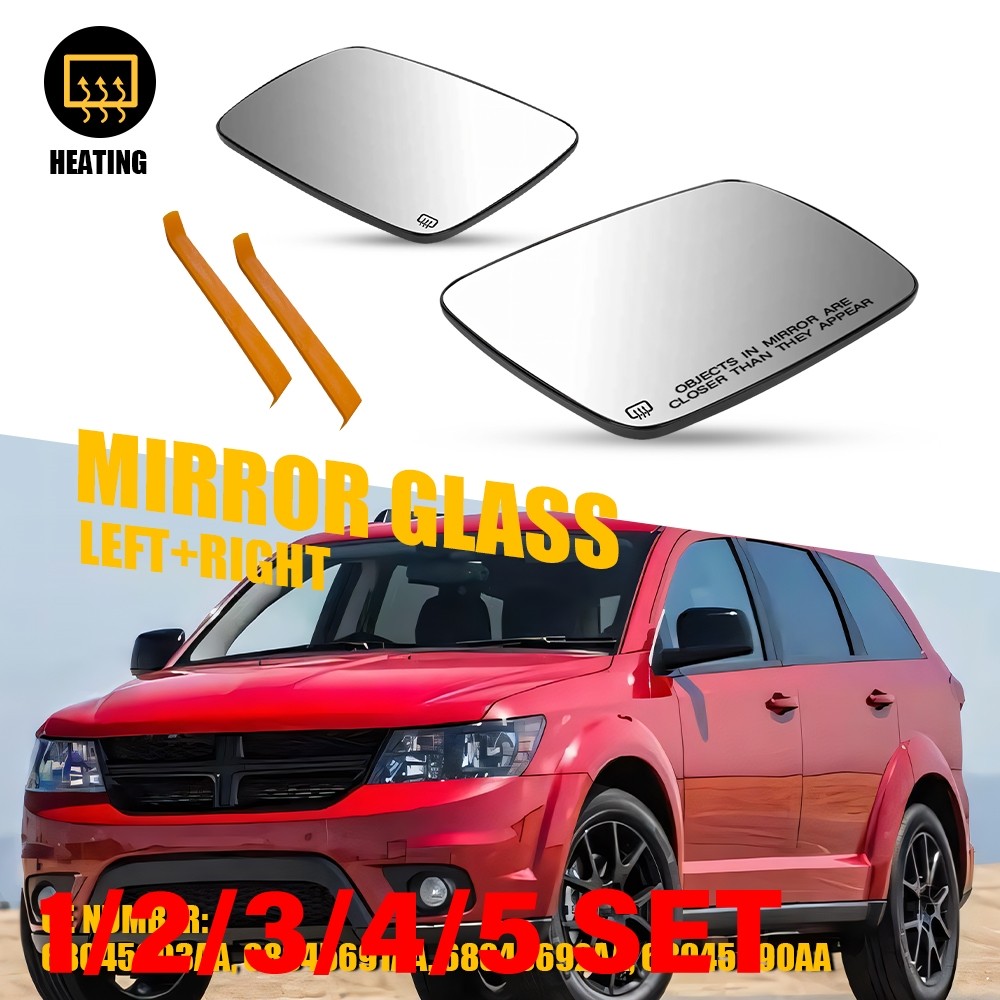Rearview Mirror Glass with Backing Plate Heated For 2009-20 Dodge Journey 1-5SET