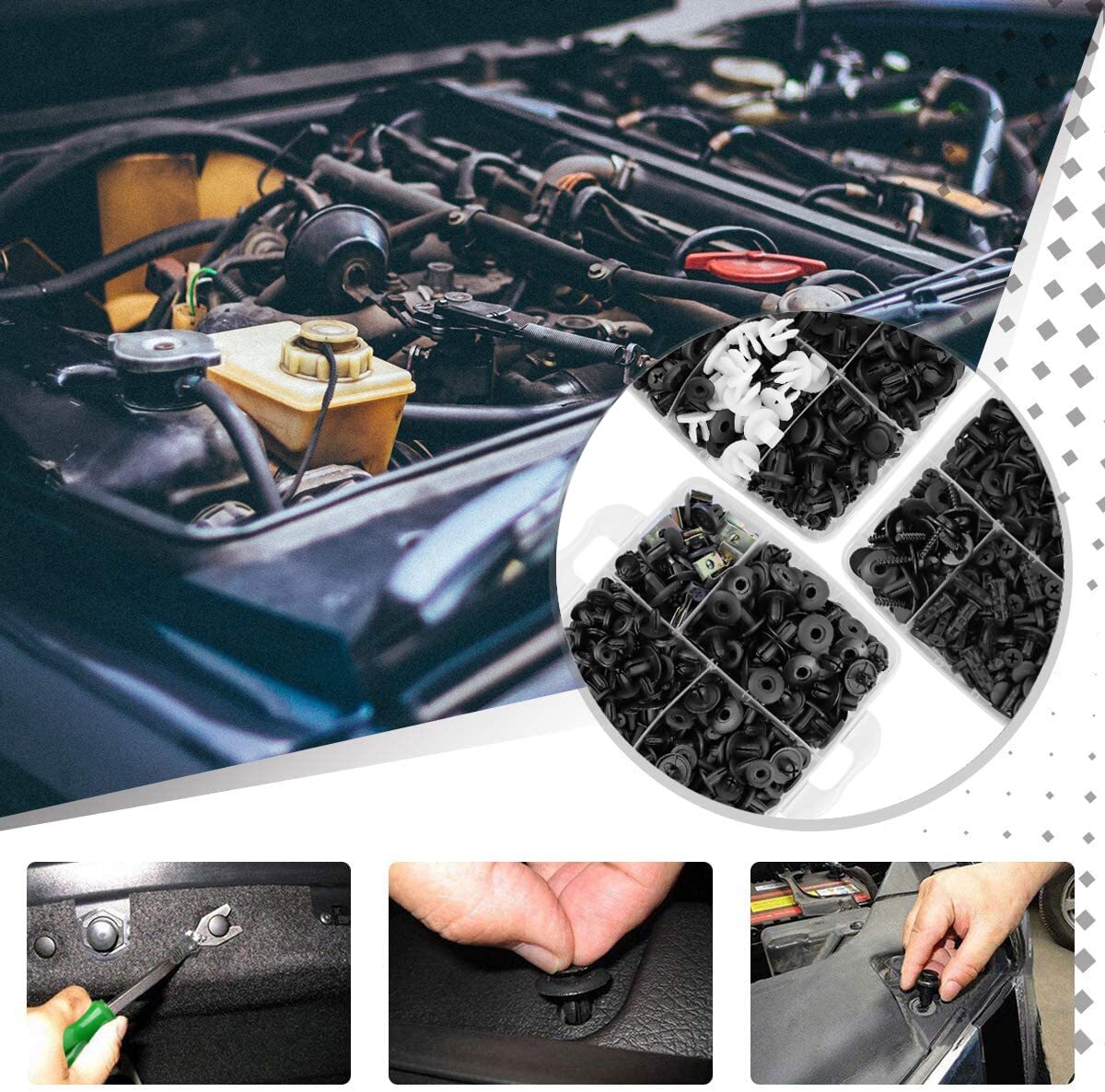 950 PCS Car Push Retainer Clips +Plastic Fasteners Automotive Clip for Toyota GM