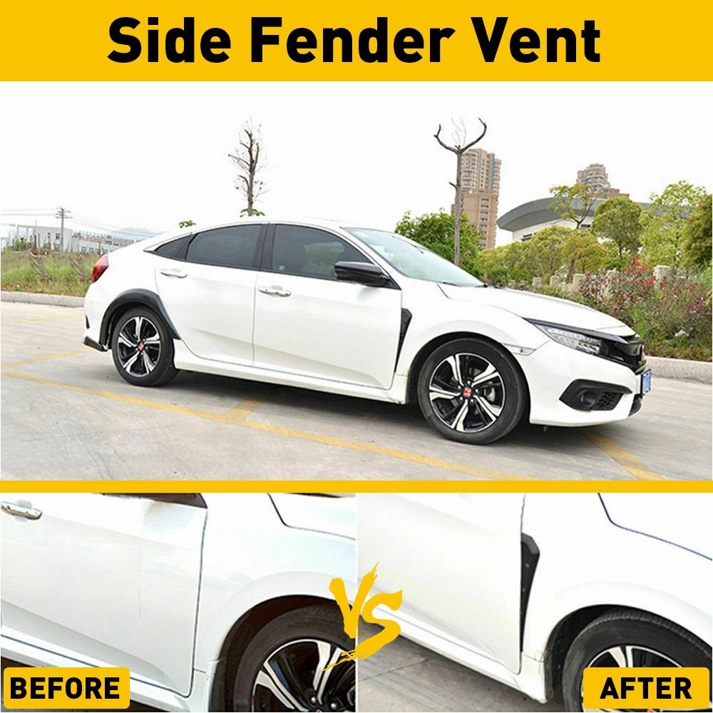 Gloss Black Look Car Exterior Fender Side Vent Air Wing Cover Trim Accessories