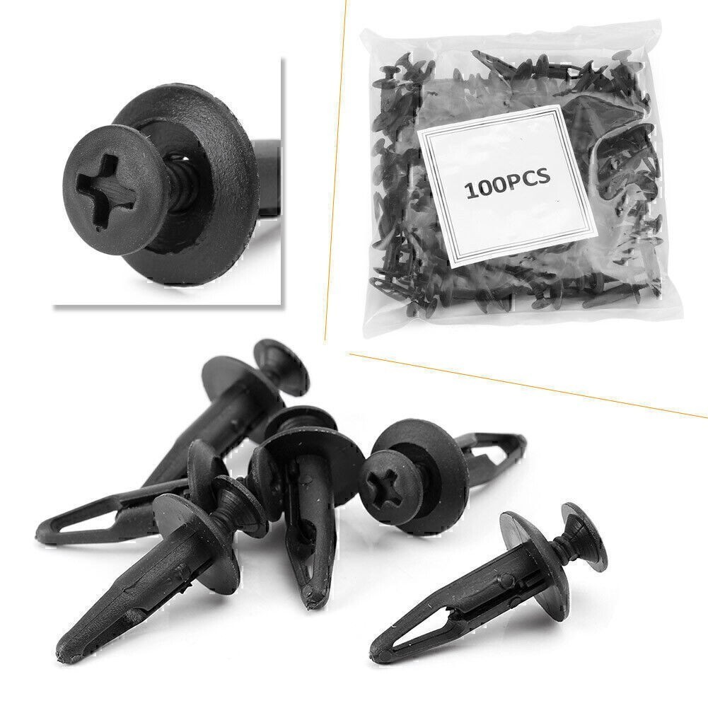 100pcs Car Plastic Push Type Rivet Retainer Fastener Bumper Pin Clips For Ford A