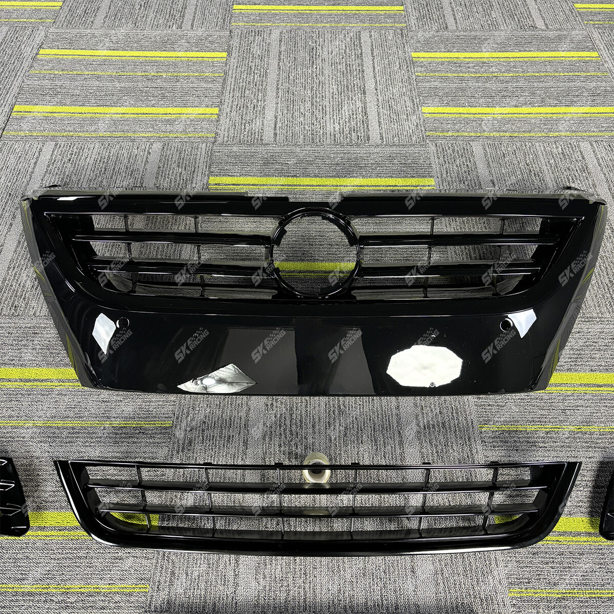 For Volkswagen CC 2009-12 Glossy Black Front Bumper Upper Grille Fog Light Cover