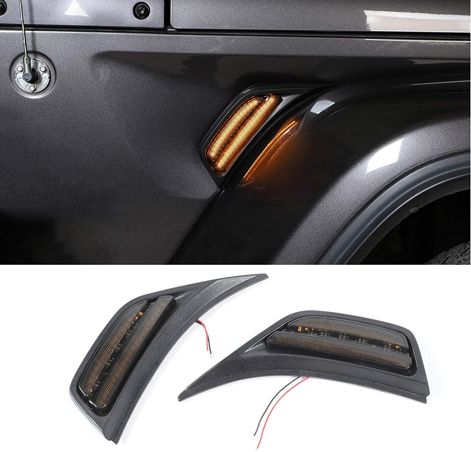 2X Fender Marker Side Turn Signal Lamp for Jeep Wrangler JL JLU 2018+ & JT 2020+