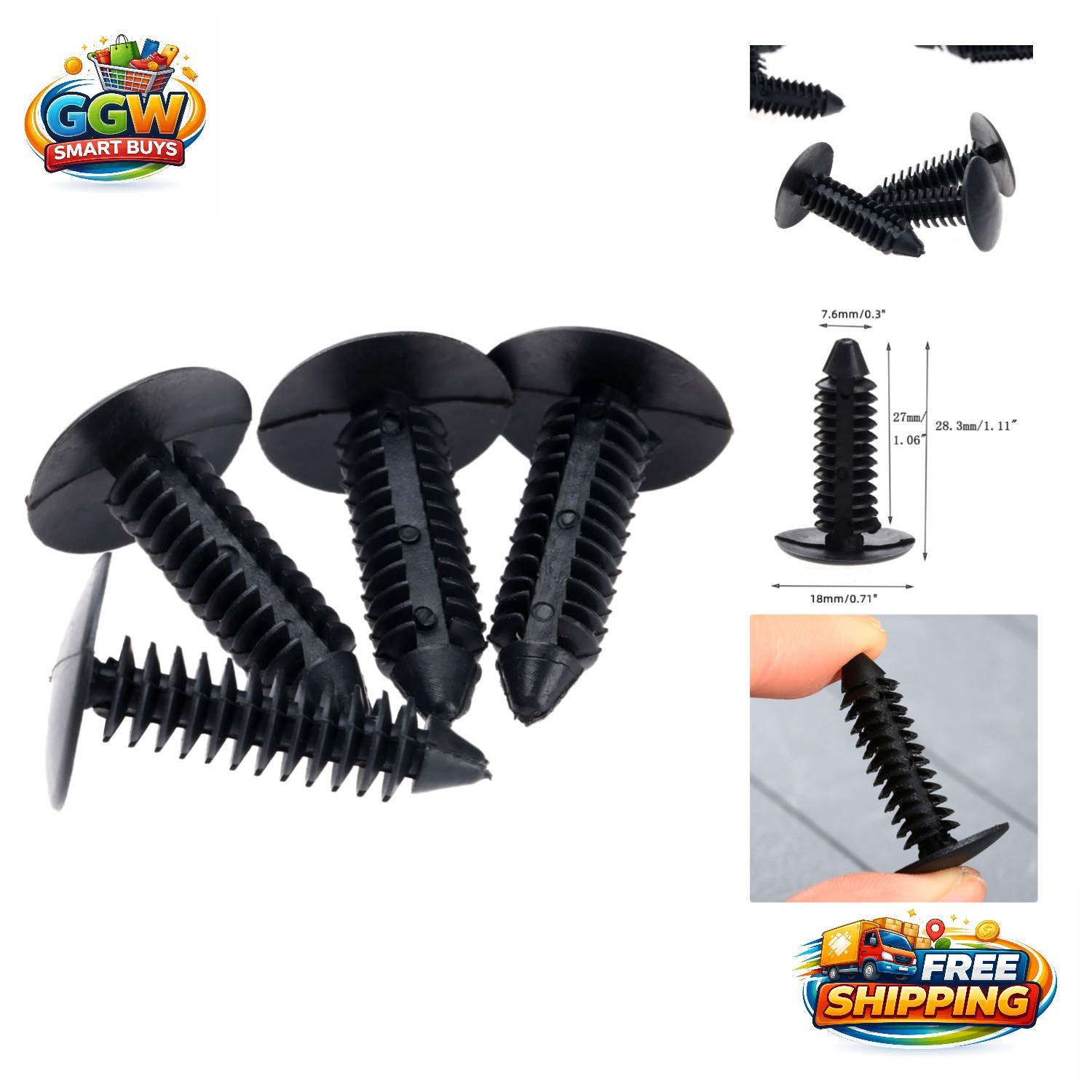 Universal Car Push Pin Retainer Clips – 50Pcs Nylon Screws for Easy Auto Repairs