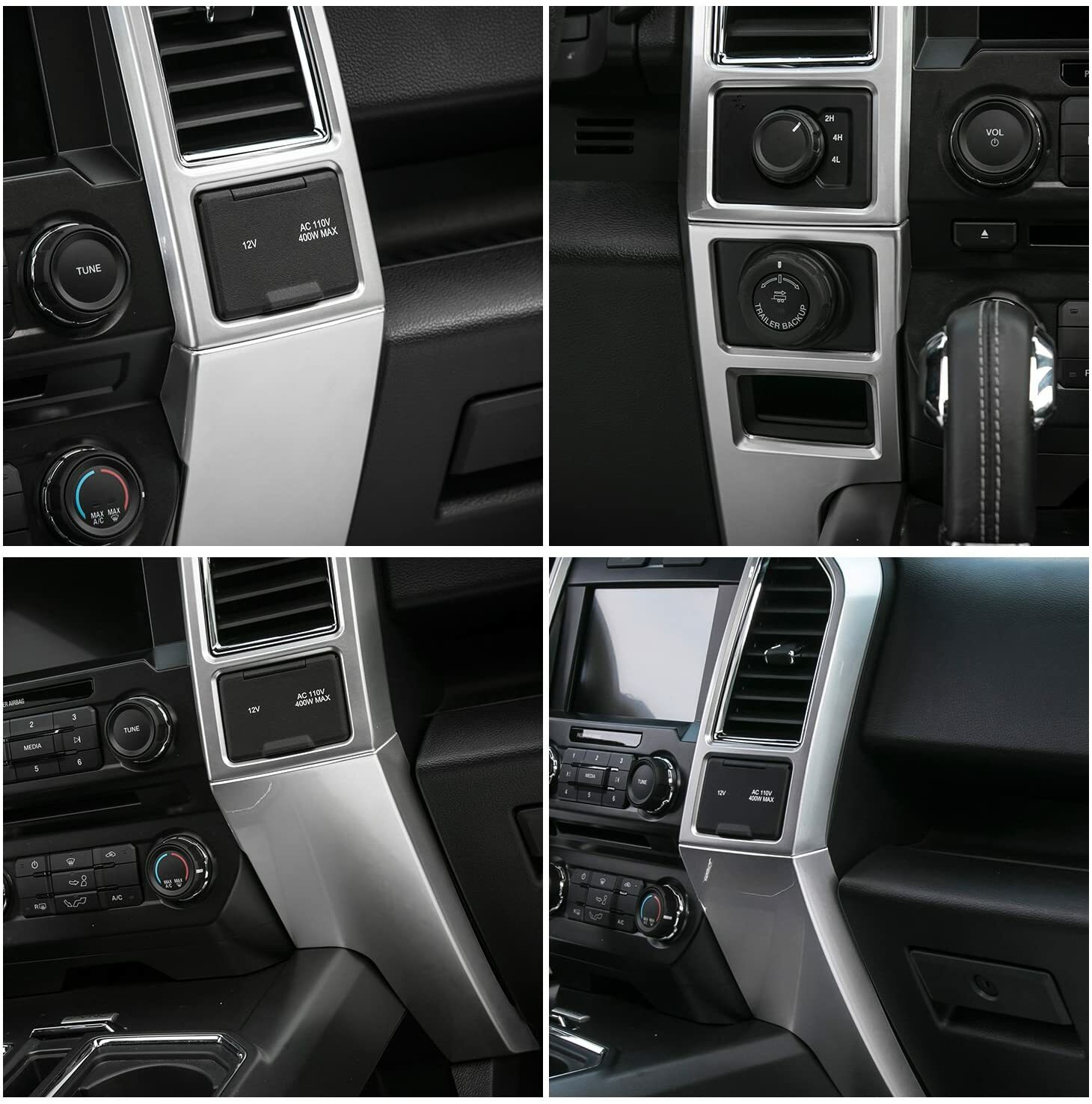 Central Control Covers Dashboard Panel Trim for Ford F-150 2015-2020,Silver 4pcs