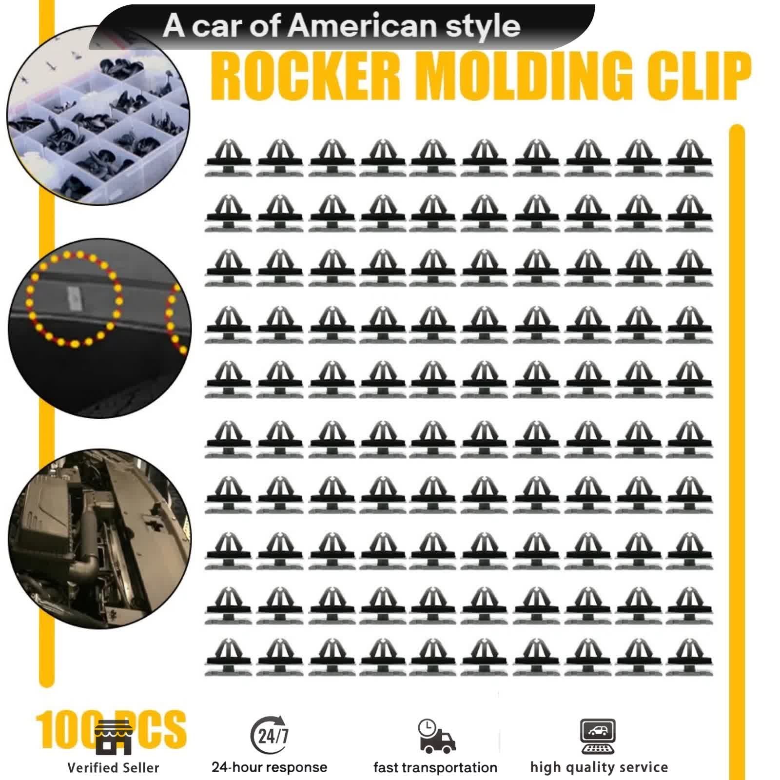 100PCS/Set Fender Flare Clips Rocker Molding Clip for Jeep Chrysler 68172491AA