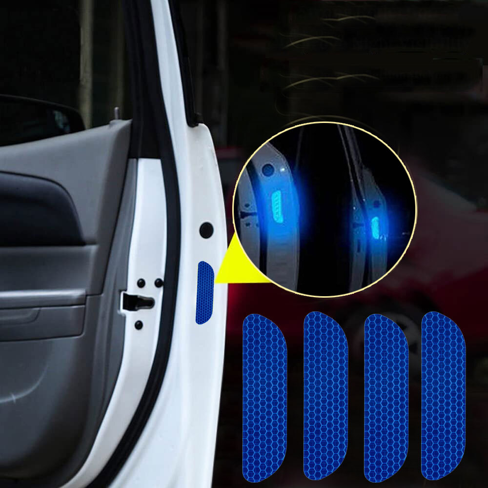 4x Reflective Tape Warning Safety Mark Car Door Stickers Car Accessories Blue