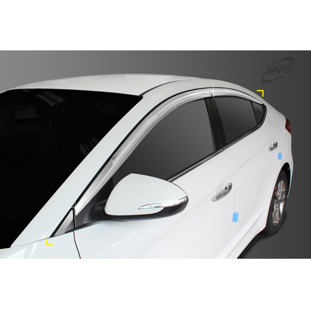 Chrome Window Visor Sun Rain Vent Guard 8P D-205 for Hyundai Elantra AD 16-19