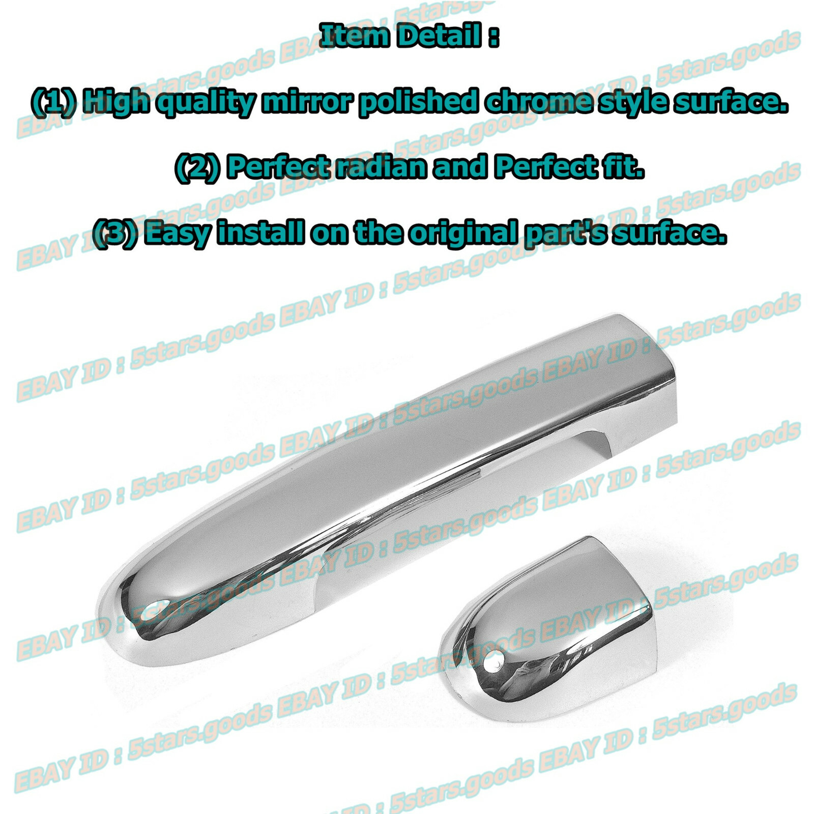 8P Set For 2011 2012 2013 Kia Soul Chrome Side Door Handle Covers Molding Trims