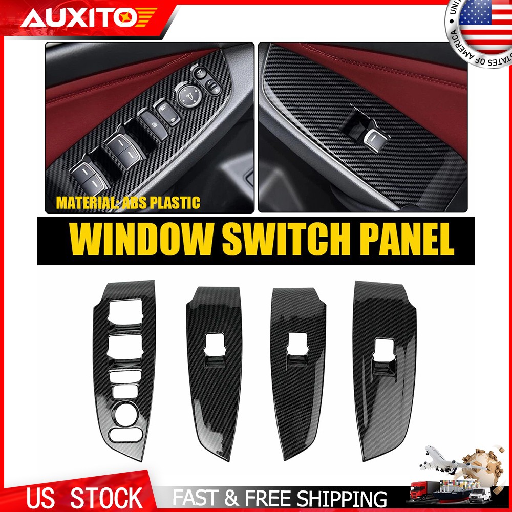 Carbon Fiber Interior Window Switch Panel Cover Trim Set For Honda Accord 18-22