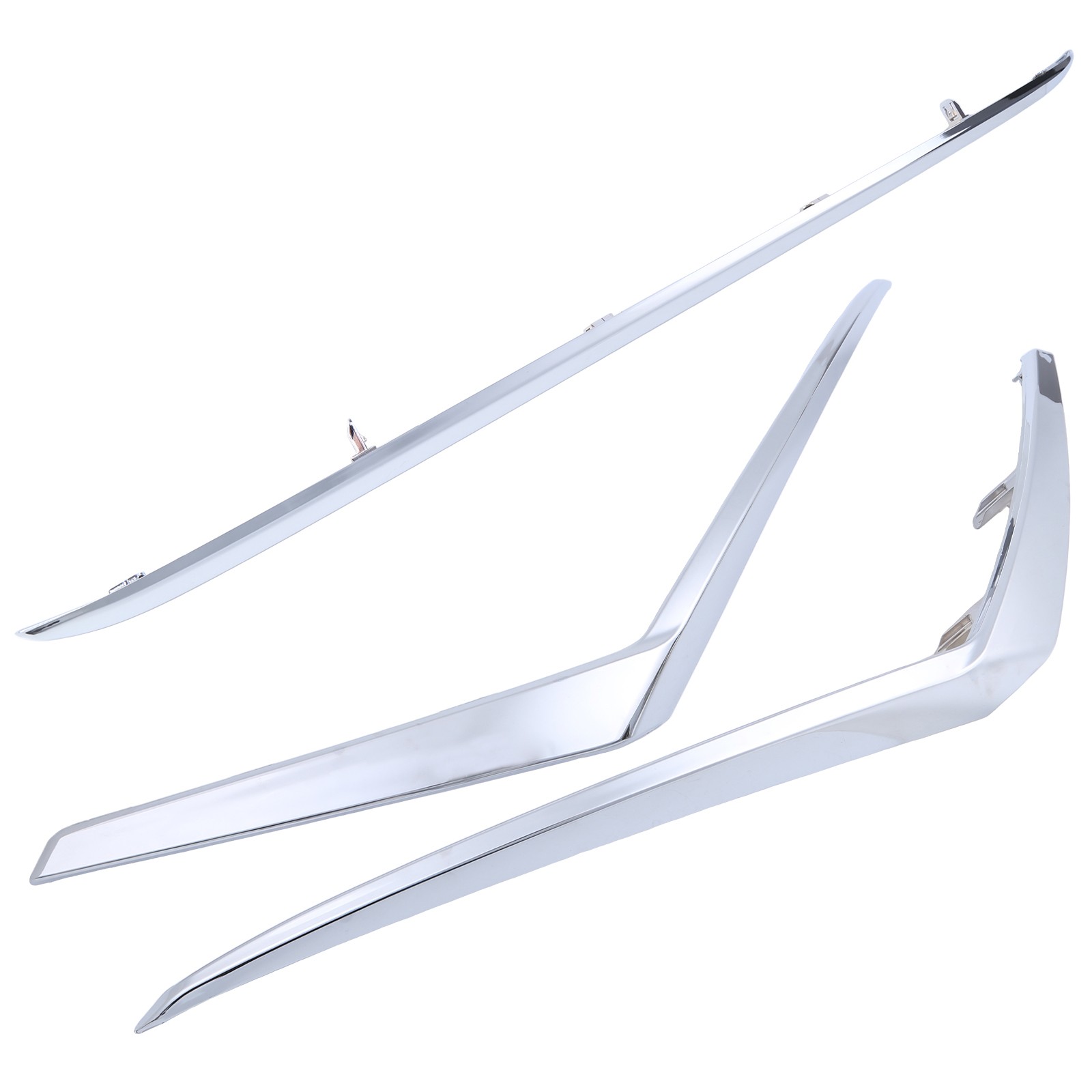 3X For 2021-2024 Nissan Kicks S SV Left Right Lower Front Bumper Chrome Molding