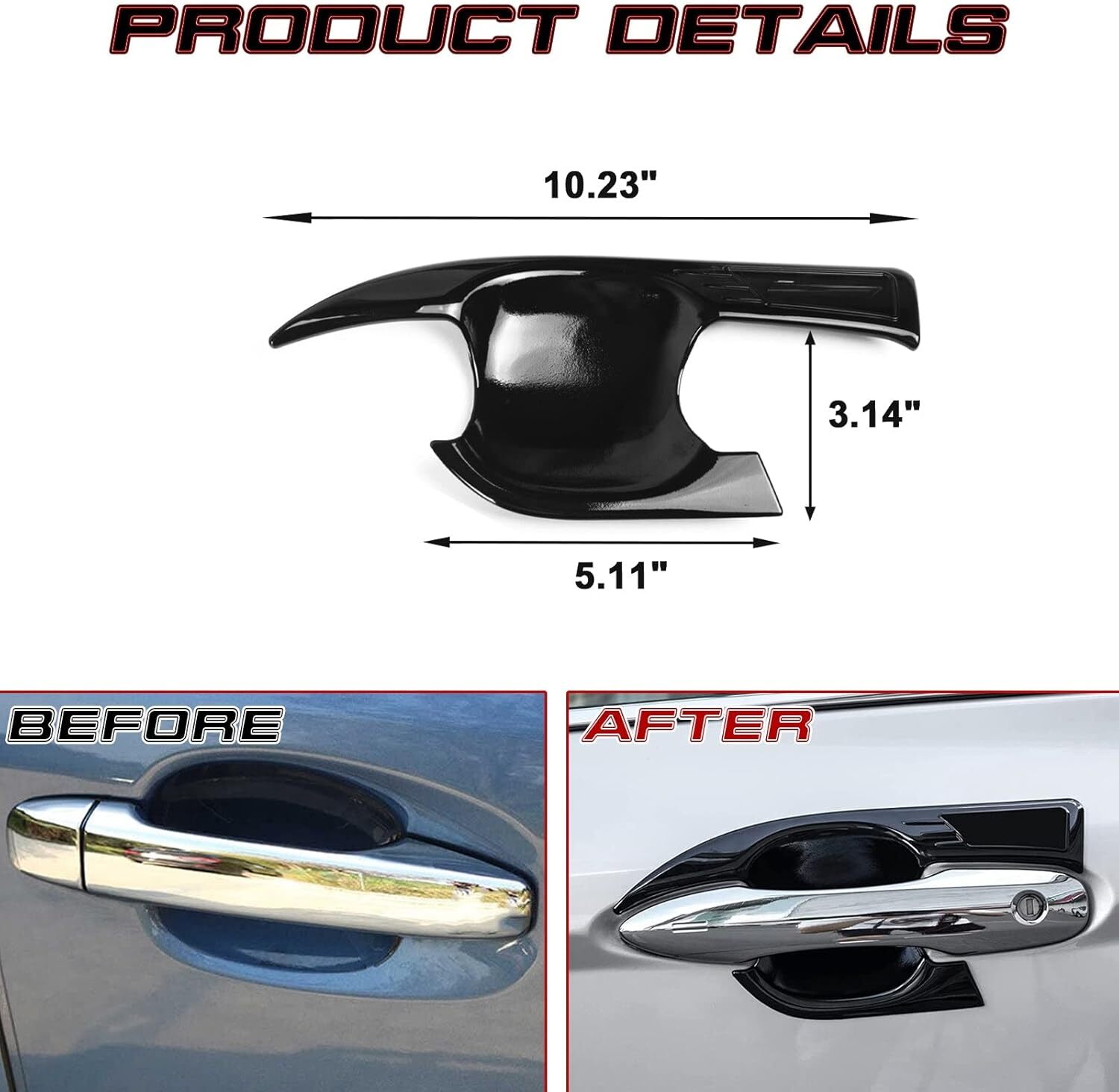 Glossy Black Side Door Handle Bowl Trim Overlay Kits For Toyota Camry 2018-2025