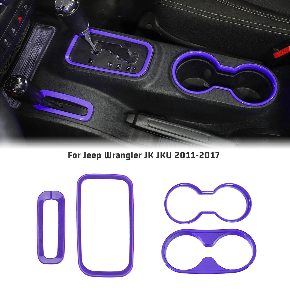 Cup Holder Trim Gear Shift Cover for Jeep Wrangler JK 2011-17 Purple Accessories