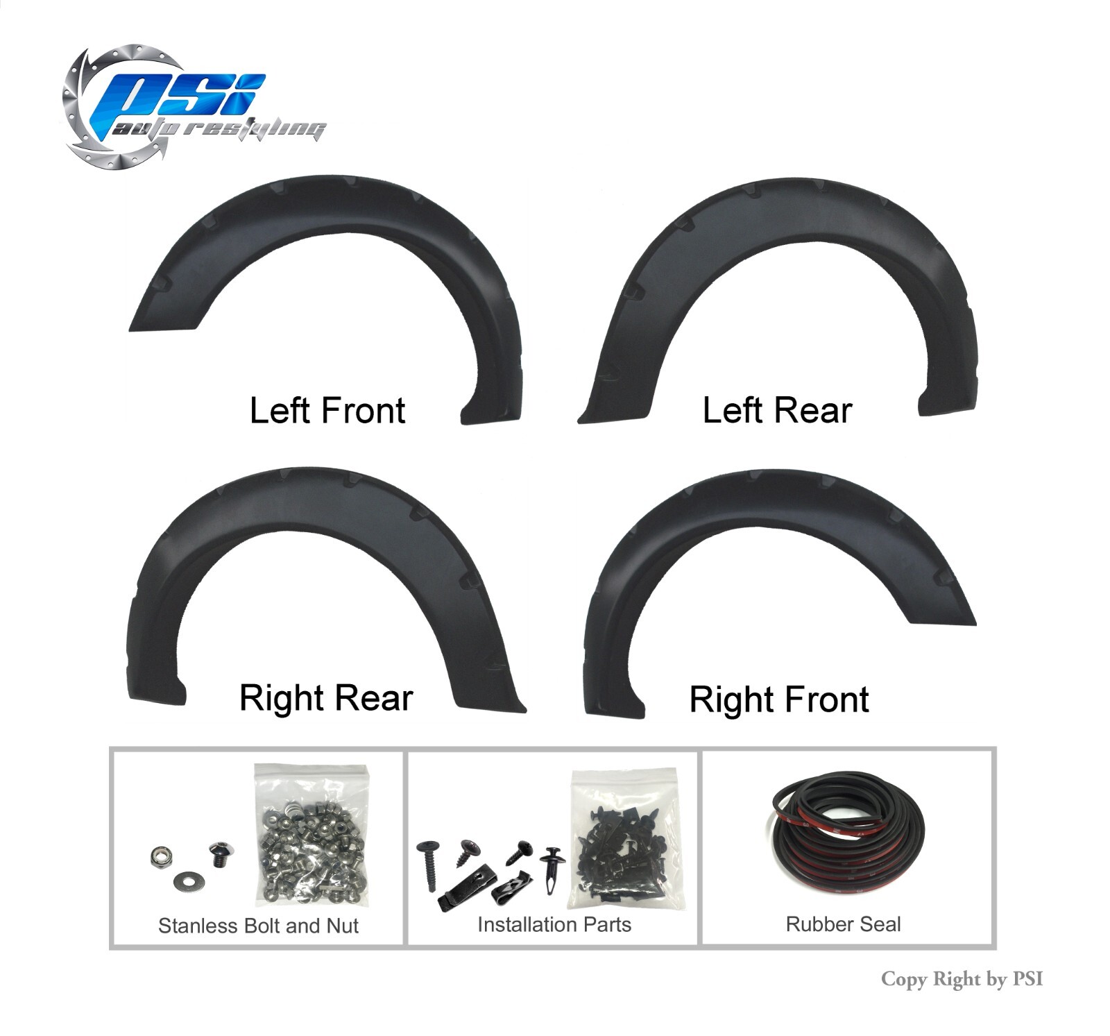 Cut Round Bolt Textured Fender Flares Fits Ford F-150 2009-2014 Excludes Raptor