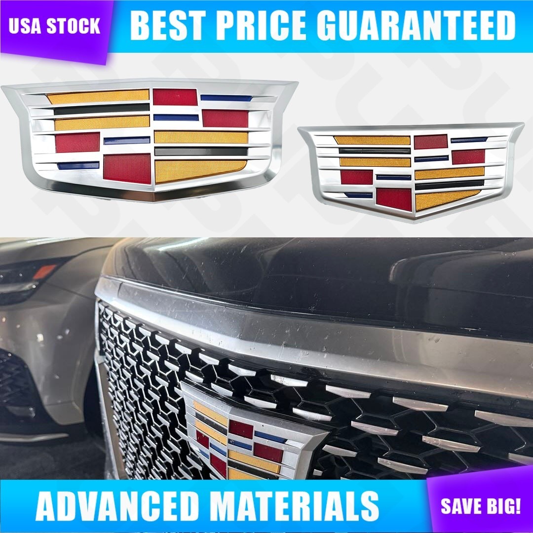 2015-2017 Set of Chrome Silver Front Grille Rear Lid Emblems Badge for ATS XTS