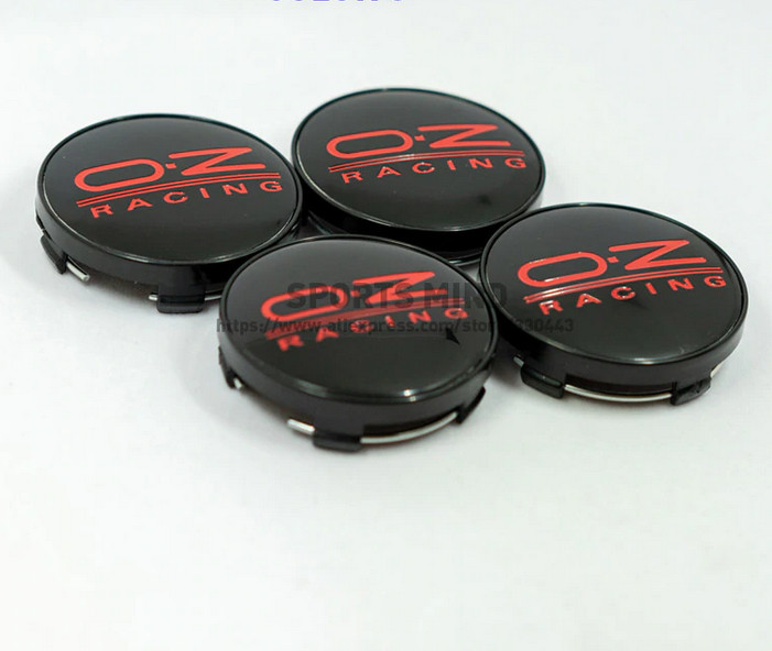 4x60mm Wheel Center Caps Hub Caps Rim Caps Badges Decals Oz Racing Black Red
