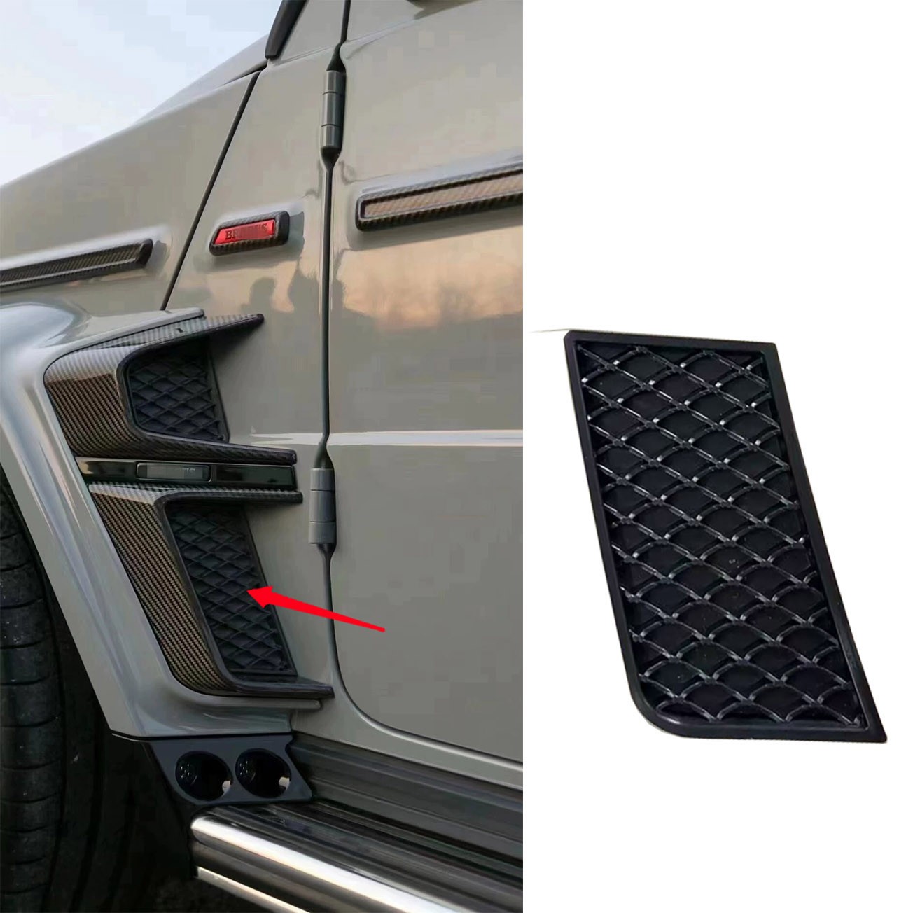 For Benz W463 W464 G500 G63 Brabus ABS Front Wheel Fender Vent Grid Mesh Trim