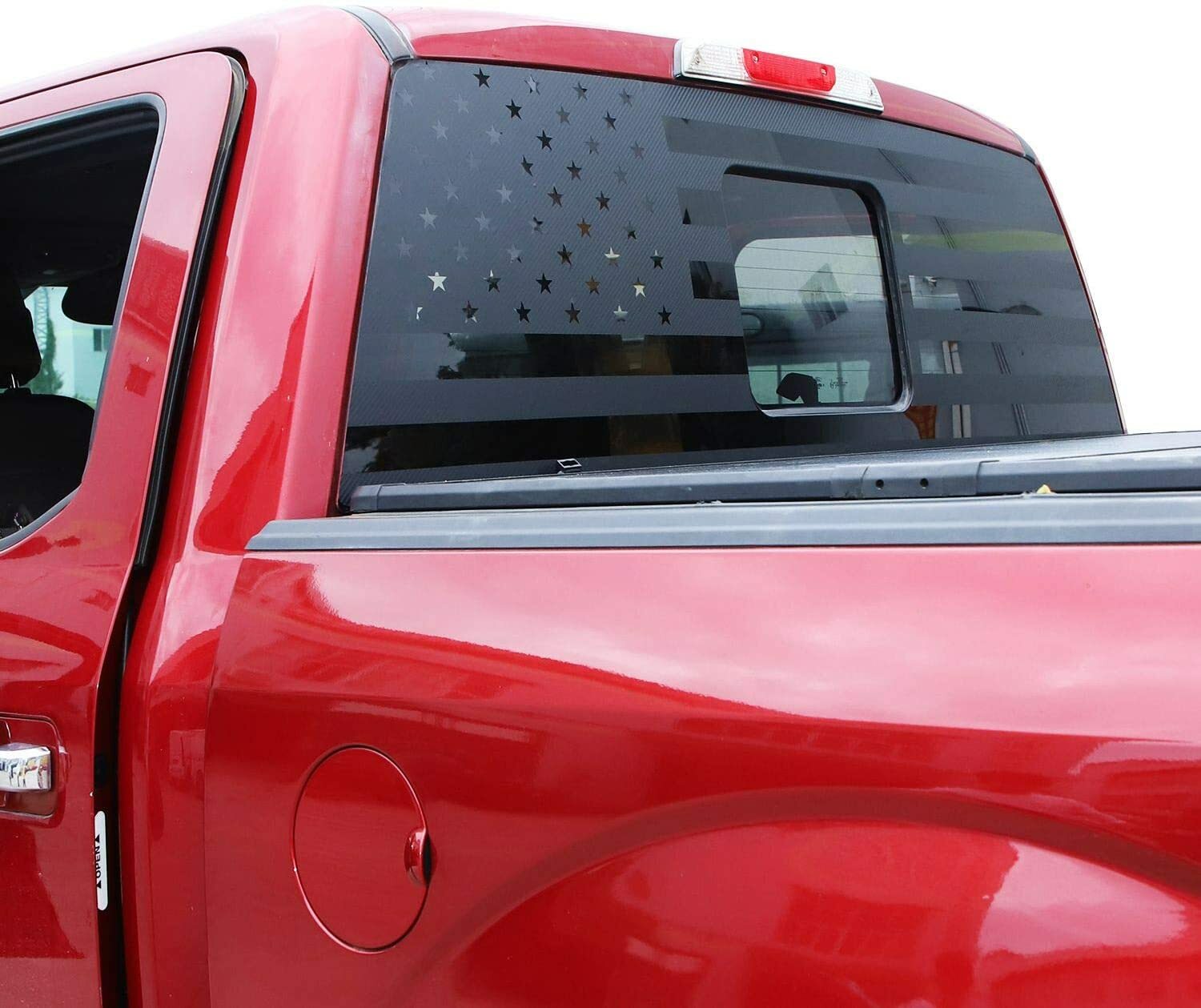 US-Flag Exterior Rear Window Trim Sticker Decal for Ford F150 2015+ Carbon Fiber