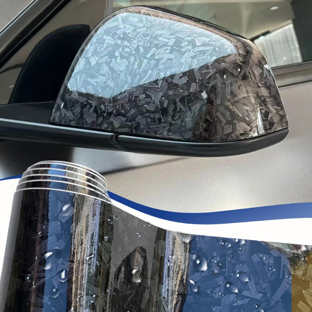 Car Carbon Fiber Film Glossy Forged Carbon Fiber Vinyl Foil Wrap Glossy Black